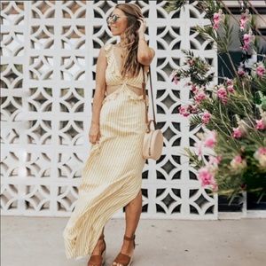 4SI3NNA Cutout Ruffle Maxi Dress Stripe